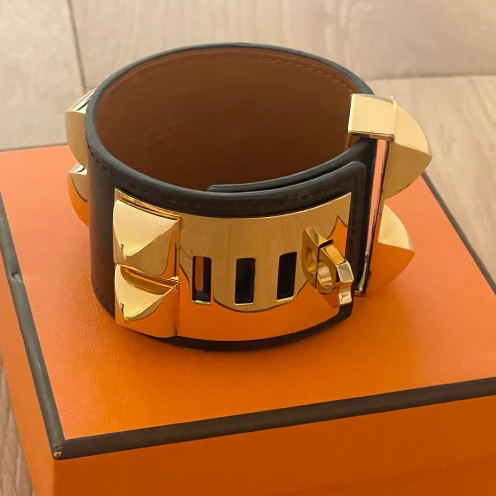 Hermes Collier de Chien bracelet - Black and Gold